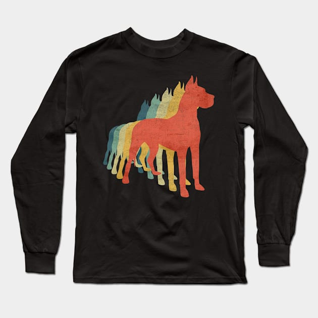 Great Dane Retro Vintage Color Long Sleeve T-Shirt by bridgewalker